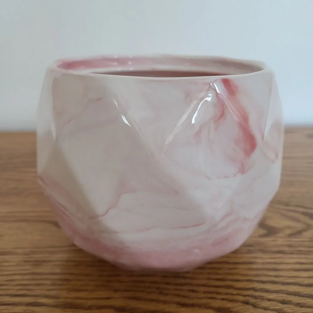 Marble Look Designer Ceramic Planter Vase Floral Foliage Pot Valentine's Day